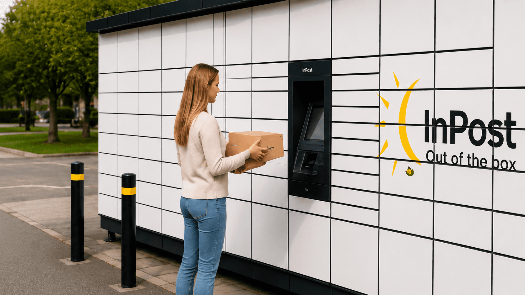 Customer collecting a parcel from an InPost locker