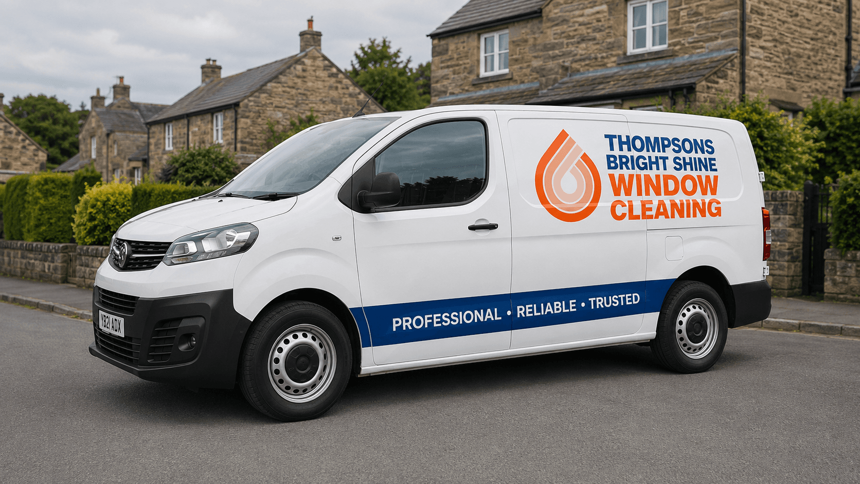 Thompsons Bright Shine delivery van parked on a local street